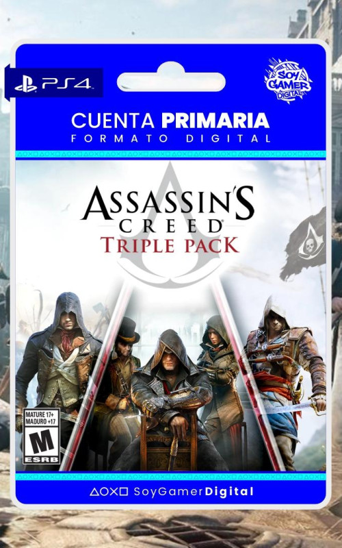 PRIMARIA Assassins Creed Triple Pack (Unity + Black Flag + Syndicate) PS4